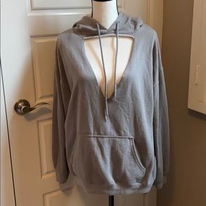 Poof Gray VNeck Hoodie